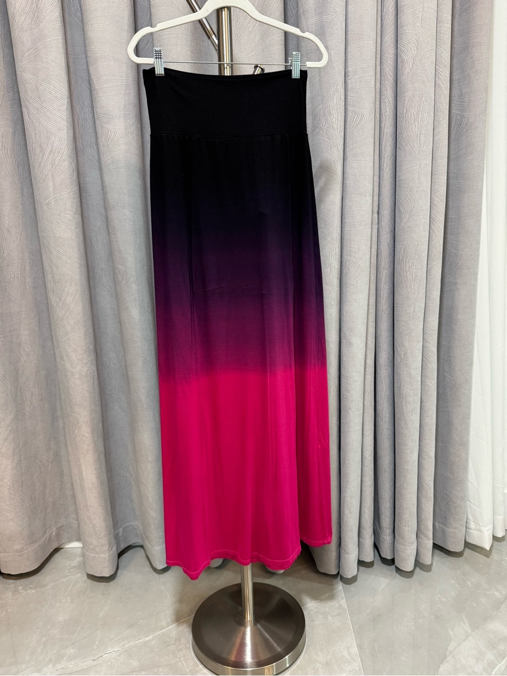 Ombre Pink to Black Maxi Skirt